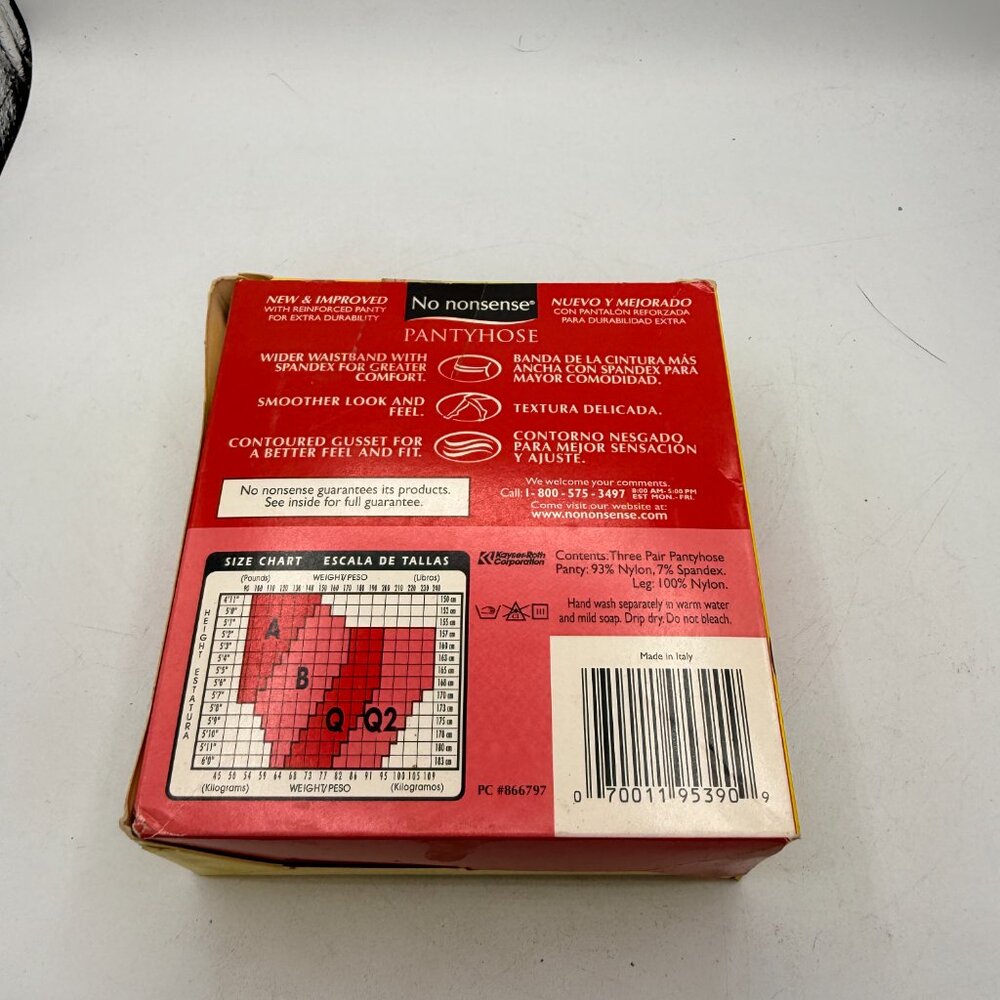 Vintage No Nonsense Regular Pantyhose – Size B – Black – 3 Pair Box Set (NWT) - Picture 4 of 5